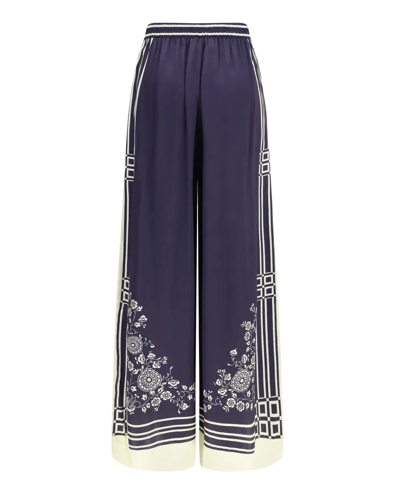 ALEMAIS Women's Banderra Silk Pants Ink Trousers Navy