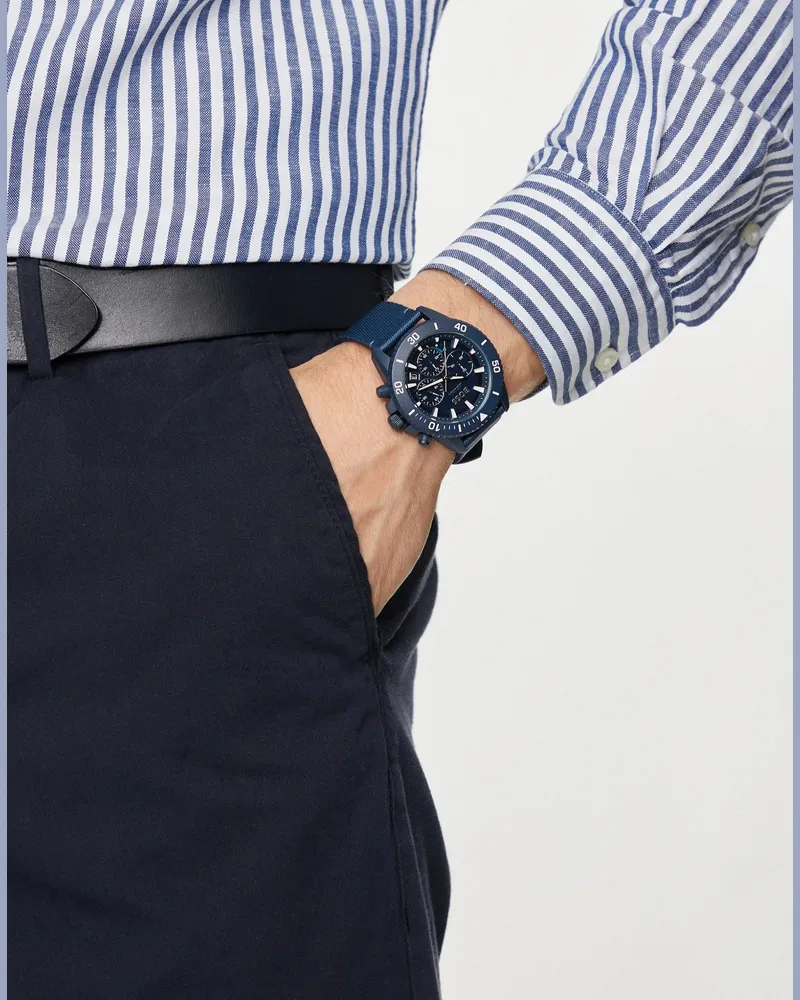 HUGO BOSS Men's Admiral Ocean Solar Quartz Chronograph Watch Blue Accessories > Jewelry Blue
