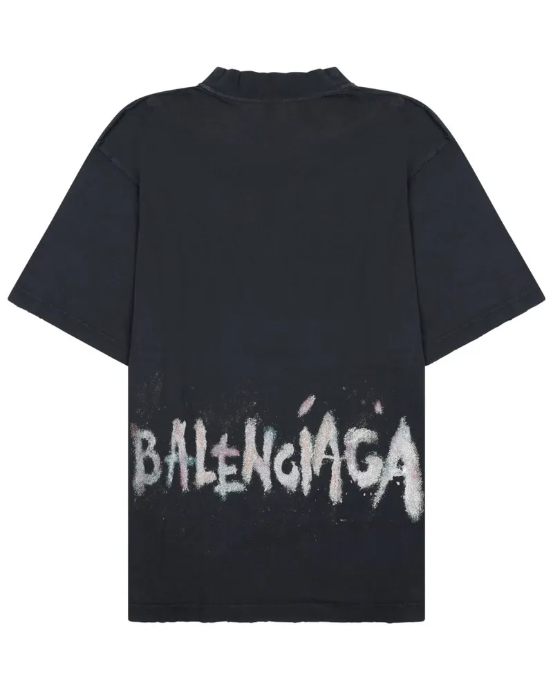Balenciaga Medium Fit Polyester T-Shirt — Black Black
