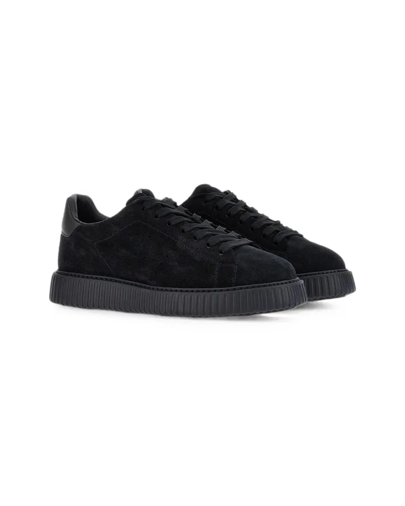 Hogan Perforated Logo Suede Sneaker — Black Black