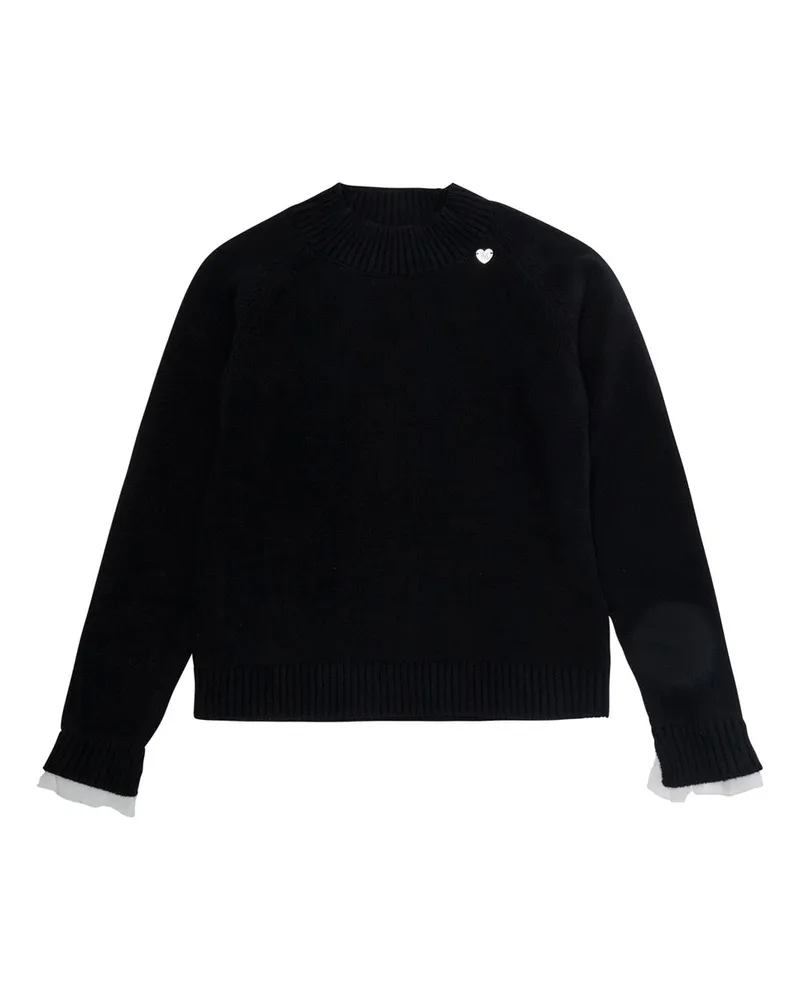 Monnalisa Girls' Sweater Black Cotton-Wool Tops Top Black