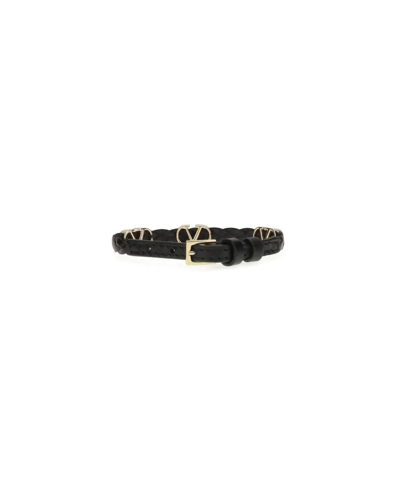 Valentino Garavani Women's Black Calf Leather Bos Taurus Bracelet Black