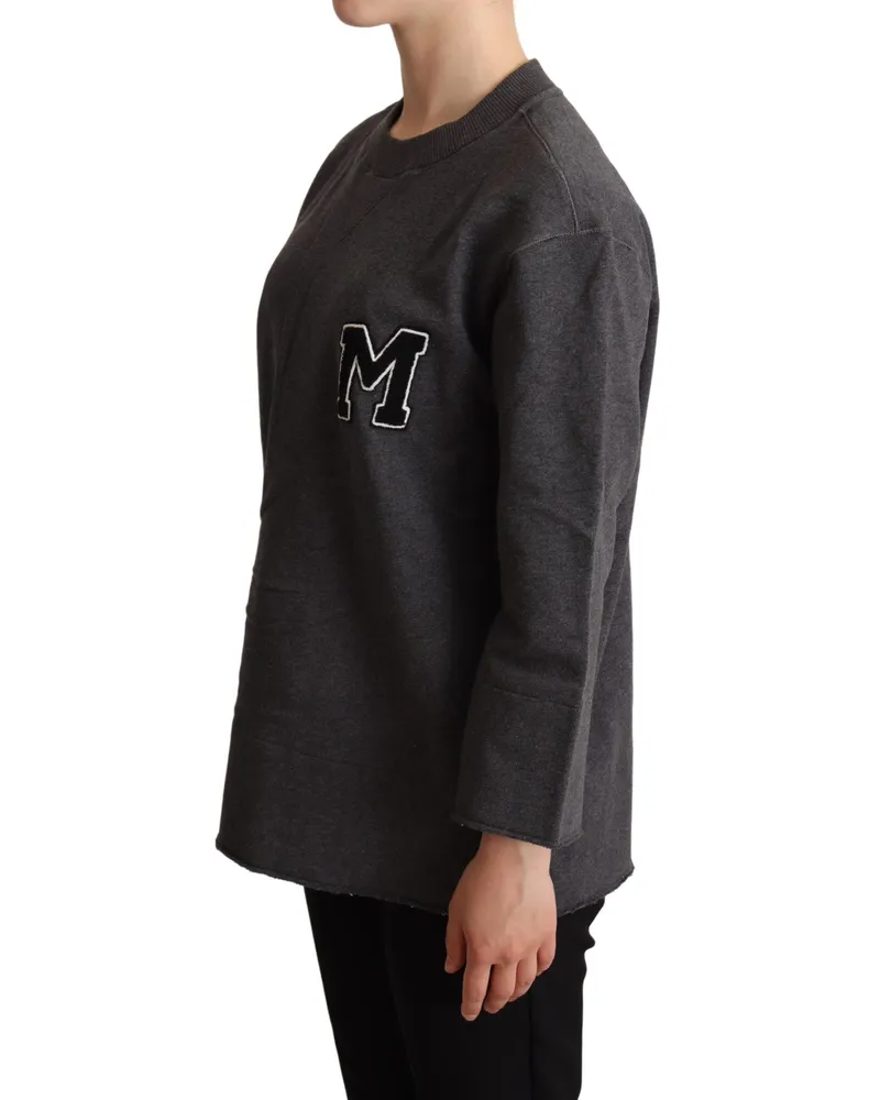 Dolce & Gabbana Gray Embroidered Women Pullover Sweater Cotton Clothing Gray