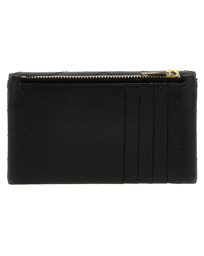 Saint Laurent Chevron Quilted Grained Leather Card Case — Black Black