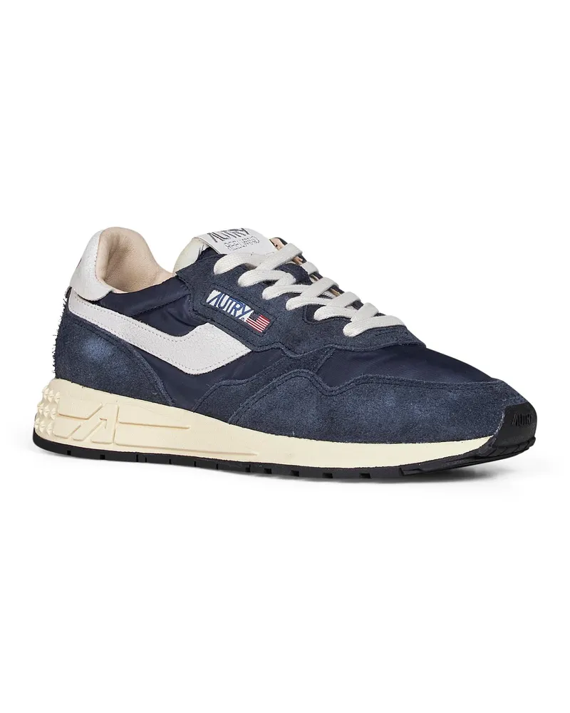 AUTRY Men's Sneakers Reelwind Low White Nylon Trainers Navy
