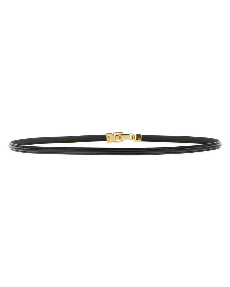 Fendi Logo-Engraved Leather Belt — Black Black