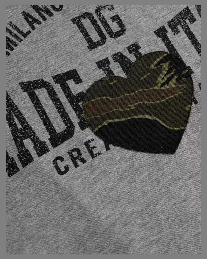 Dolce & Gabbana Men's Gray Graphic Print Cotton Round Neck T-Shirt Gray
