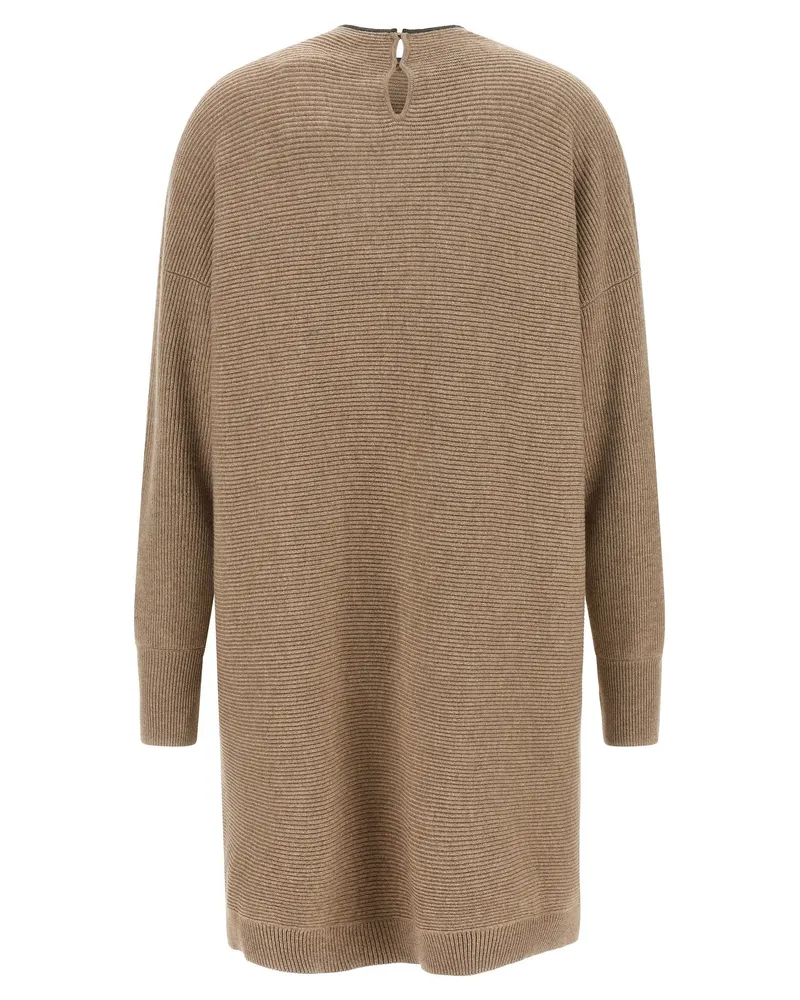 Brunello Cucinelli Precious Collar Dress — Beige Beige