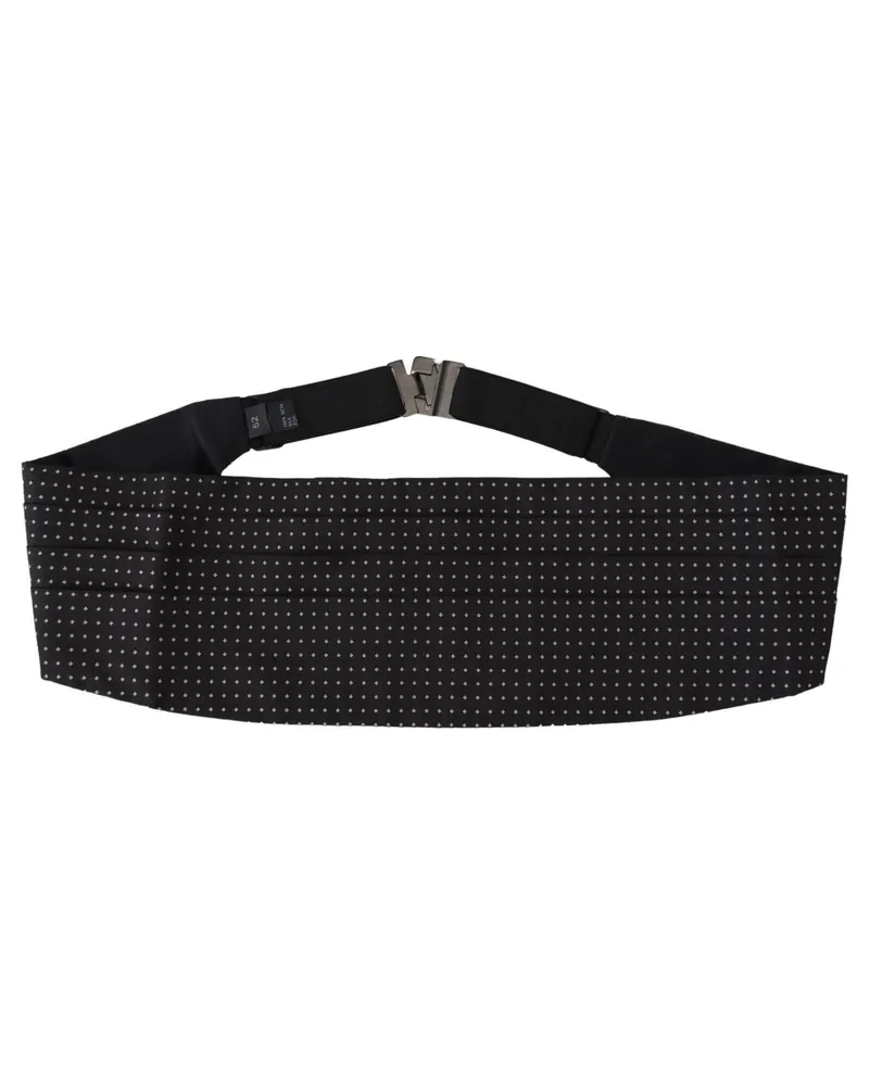 Dolce & Gabbana Black Polka Dot Wide Waist Men Belt Cummerband Silk Black