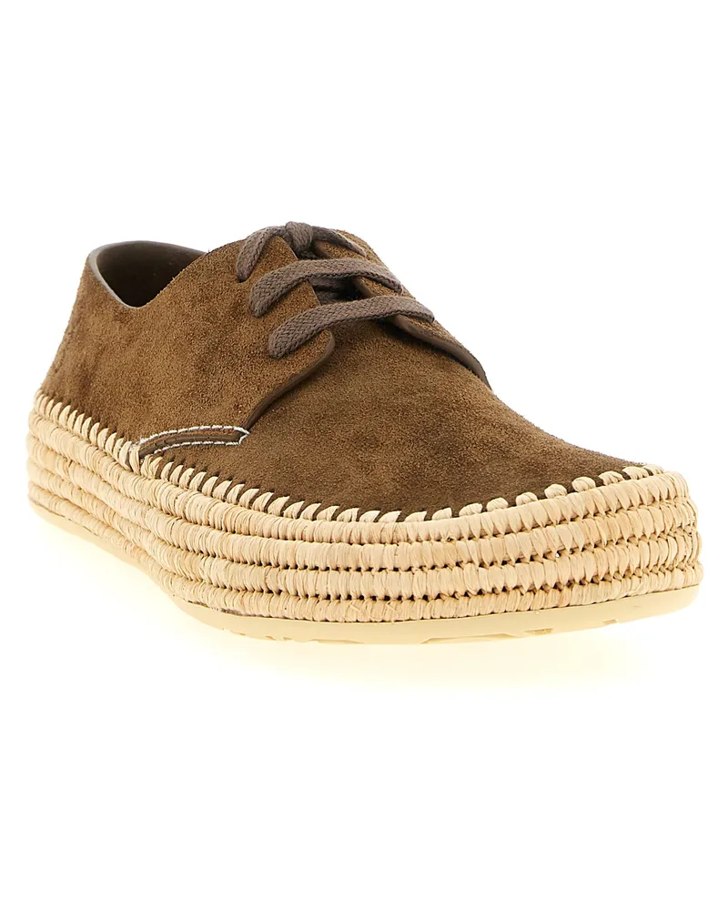 Loewe Men's Brown Calfskin Espadrilles Shoe Brown