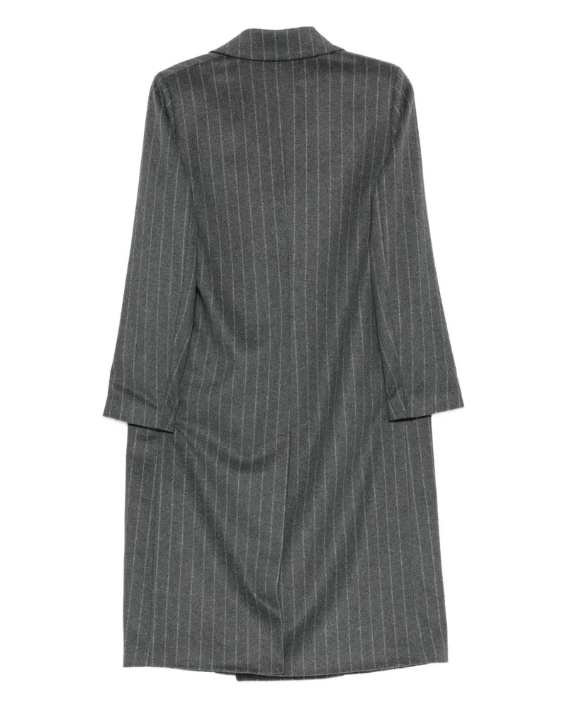 Paltò Pinstripe Wool Double-Breasted Coat — Grey Grey