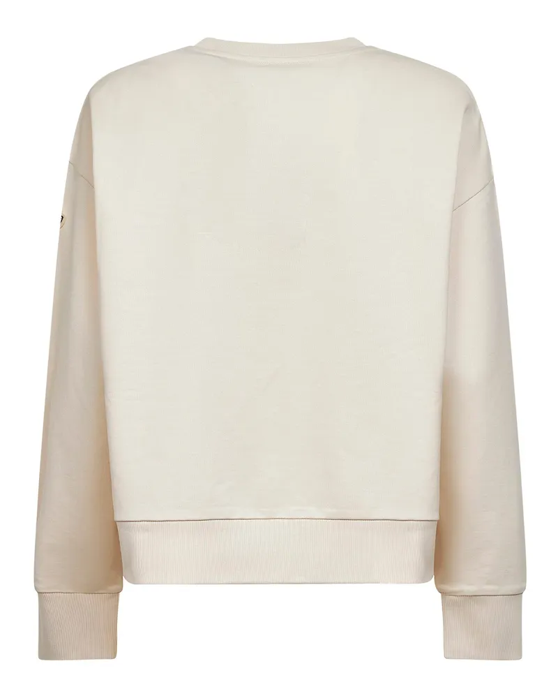 Moncler Women's Ivory Cotton Embroidered Logo Sweatshirt Sweatshirts Sweater Ivory
