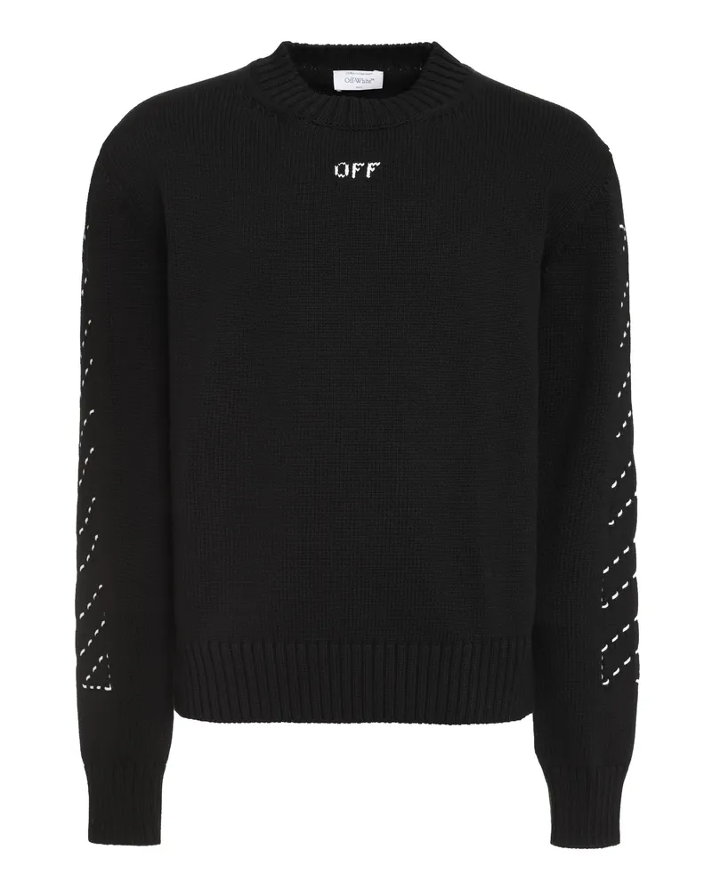 OFF-WHITE Men's Cotton Crew-Neck Sweater Black Sweatshirts Black