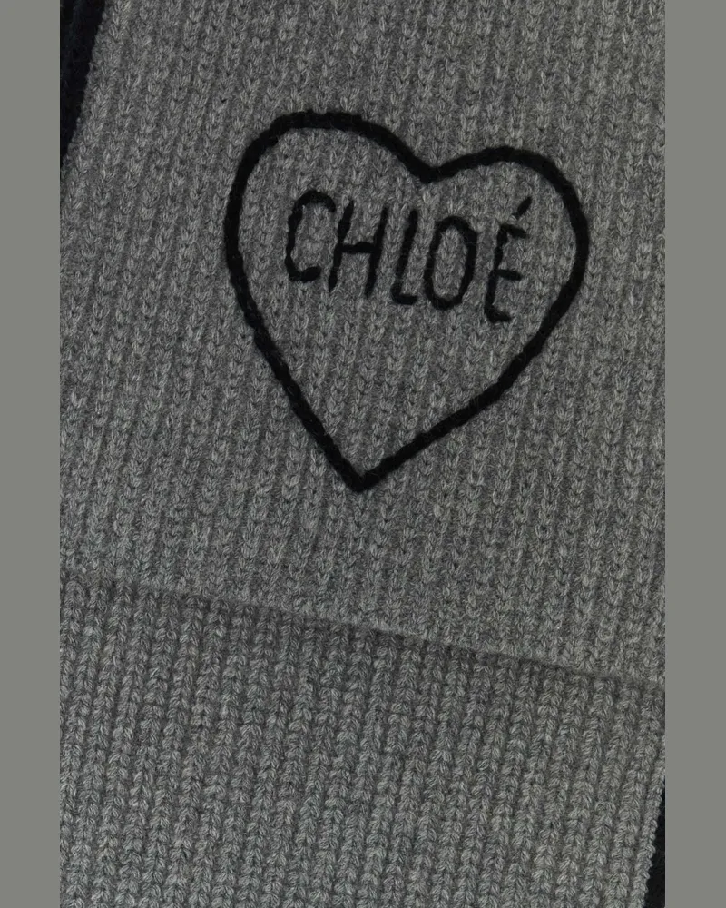 Chloé Women's Grey Wool Chloã© Encoeur Scarf Divinegrey Exterior: Cashmere Sciarpe E Foulard Gray