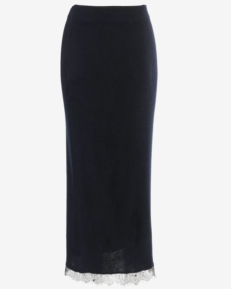 arch4 Women's Cashmere Skirt With Lace Detail Dark Navy Navy