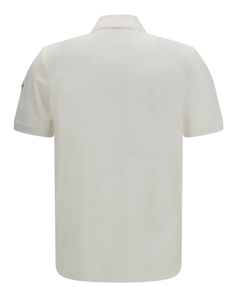 Moncler Men Cotton Piqué Polo Shirt With Logo Natural T-shirts And Polos White