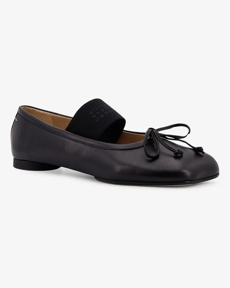 Maison Margiela Women's Ballerina Flats Black Leather Shoes Black
