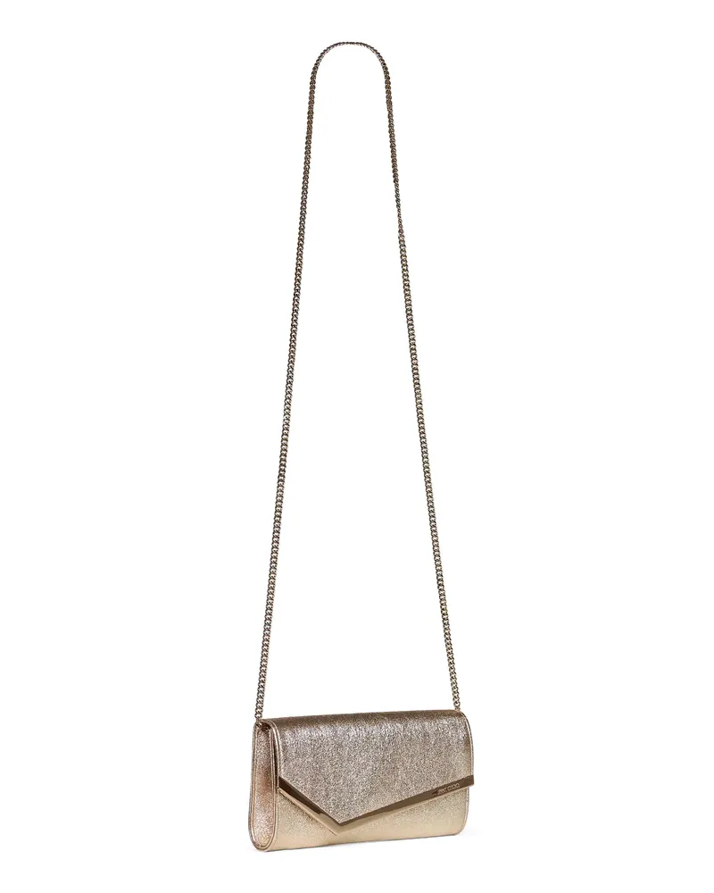 Jimmy Choo Women's Chain Clutch Emmie Gold Cotton Gold
