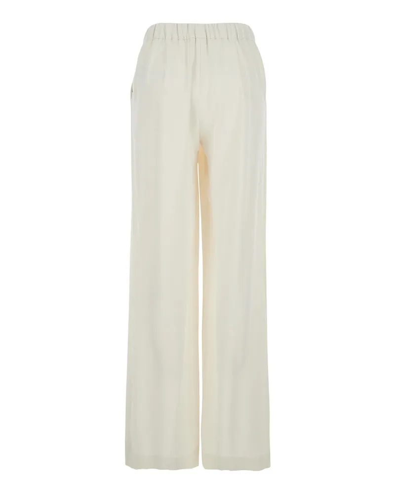 P.A.R.O.S.H. Women's Wide-Leg Pants White Polyester Trousers White