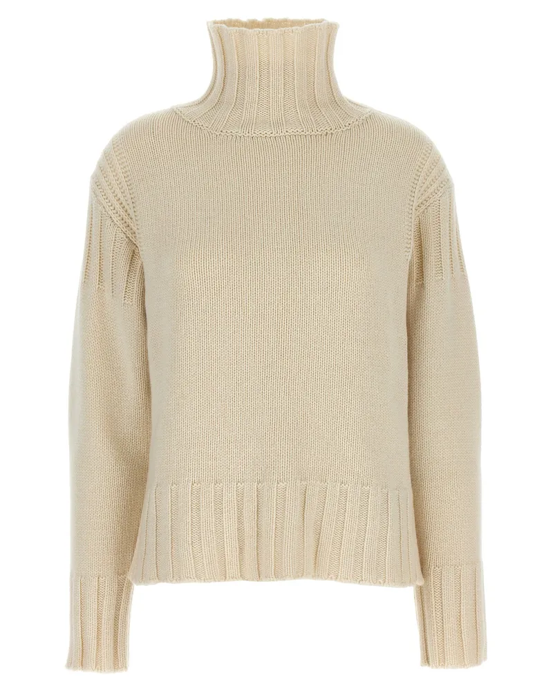 Jil Sander Ribbed Cashmere Sweater — Cream Cream