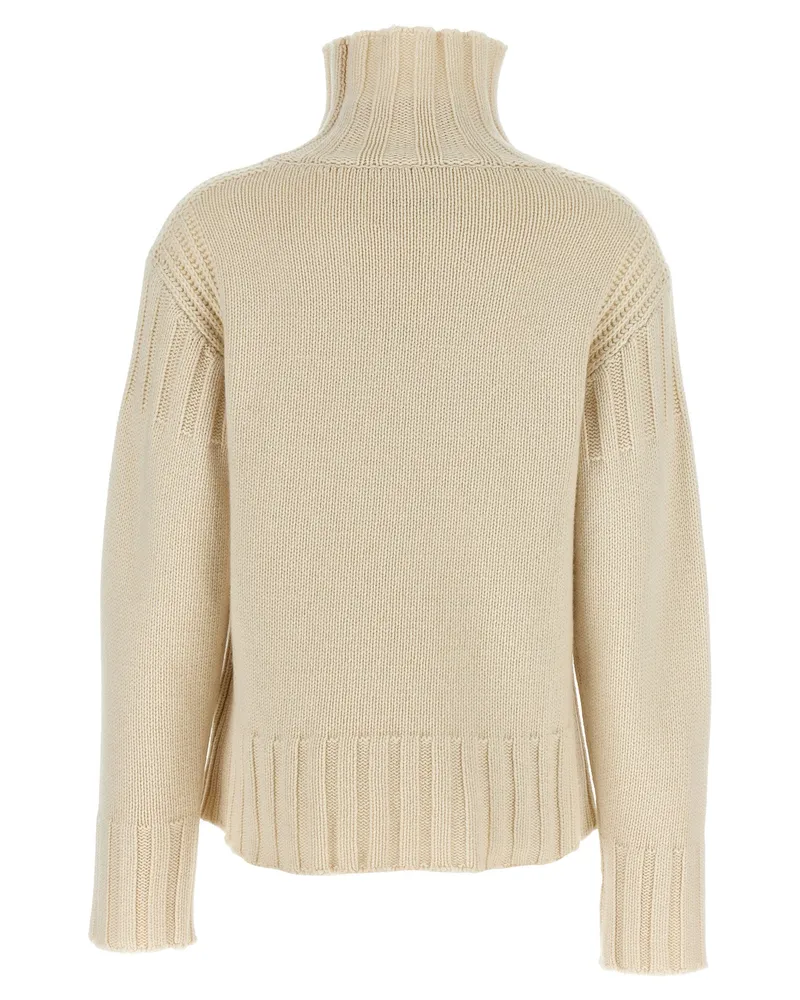 Jil Sander Ribbed Cashmere Sweater — Cream Cream