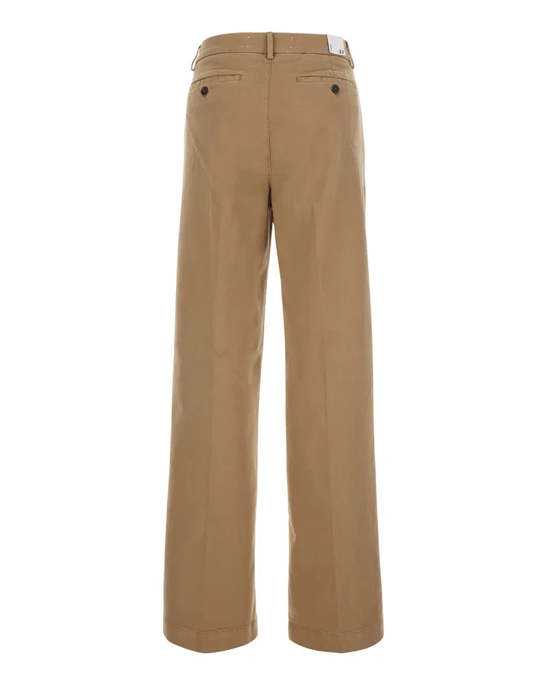 Roy Roger's Straight-Leg Cotton Trousers — Beige Beige