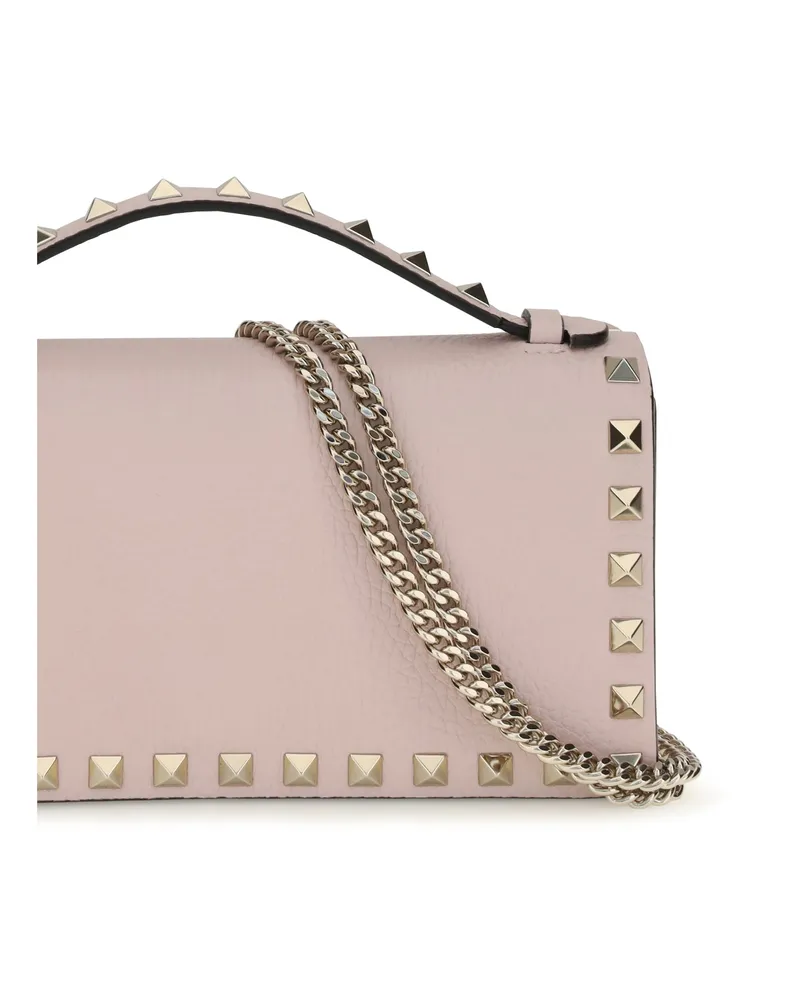 Valentino Garavani Women's Chain Wallet Rockstud Rose Quartz Calf Leather & Purses Pink