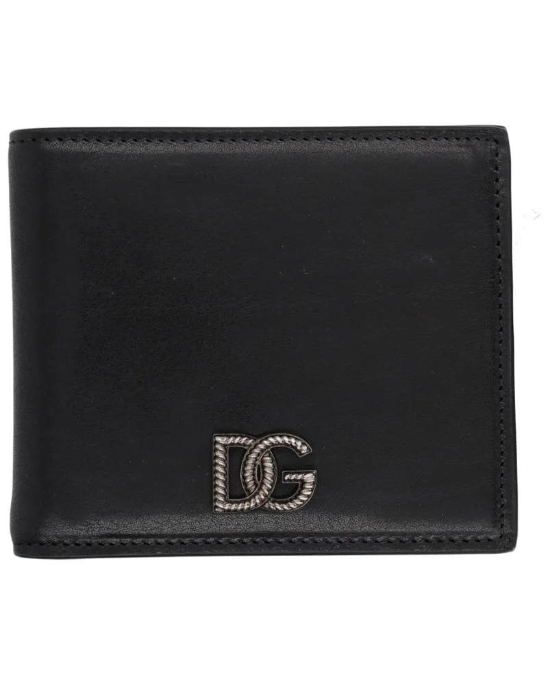 Dolce & Gabbana Logo-Embossed Leather Wallet — Black Black