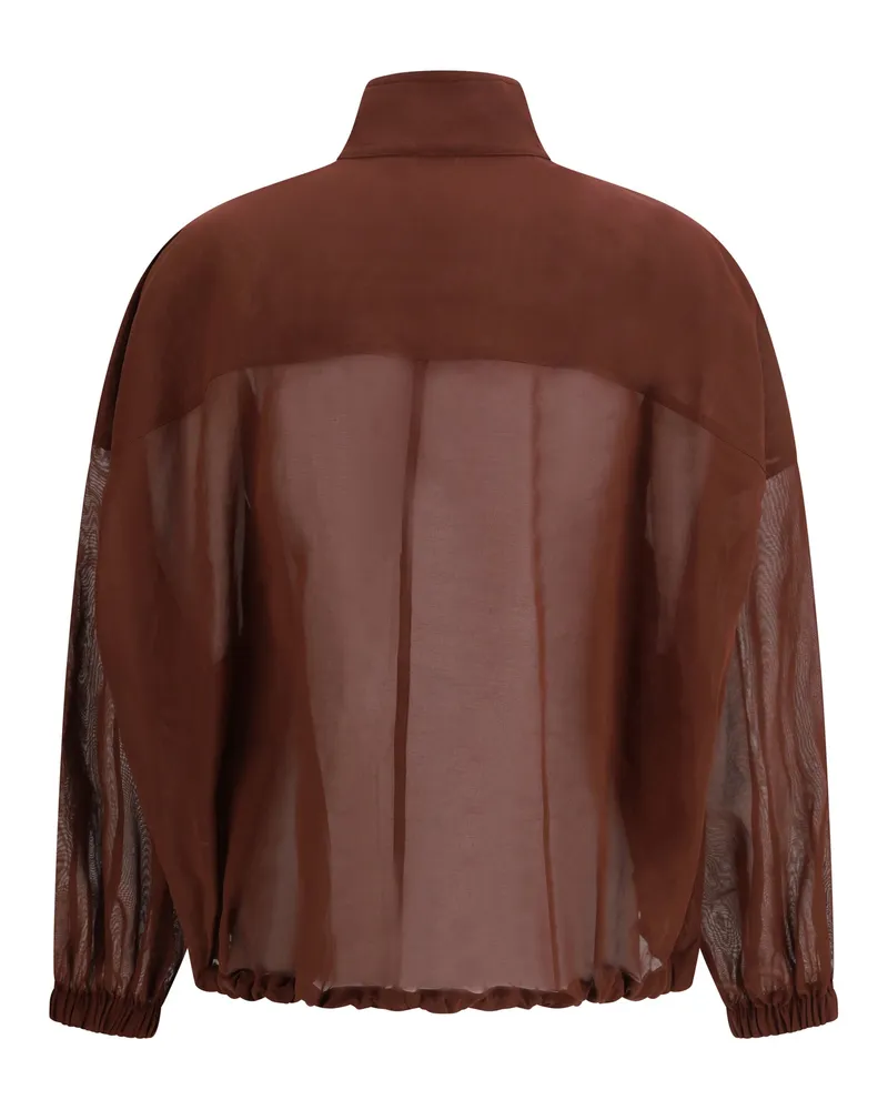 Brunello Cucinelli Women's Cotton Organza Shirt Mulberry Sweatshirts Sweater Brown