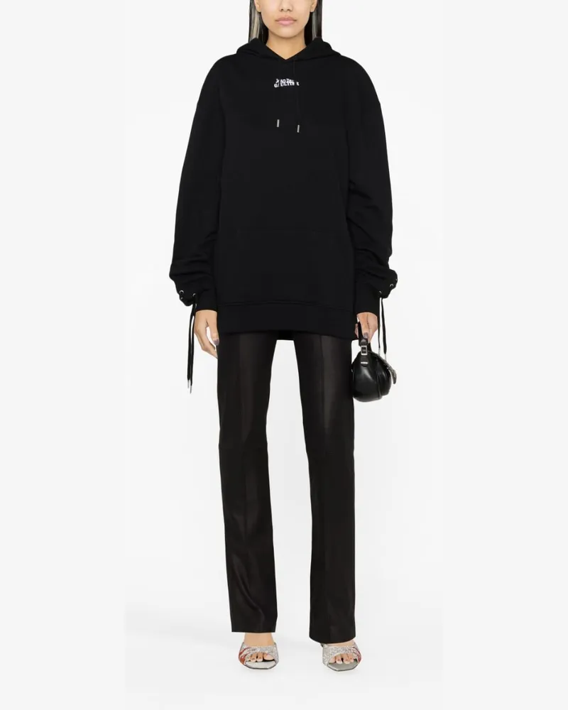 Jean Paul Gaultier Logo-Embroidered Cotton Hoodie — Black Black