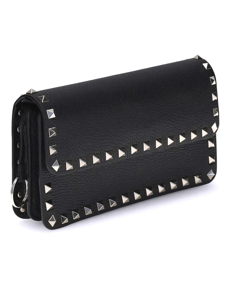 Valentino Garavani Women's Rockstud Chain Wallet Nero Calf Leather Bos Taurus Black