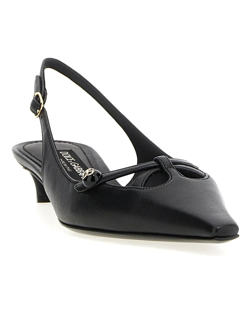 Dolce & Gabbana Women's Black Lamb Leather Mid Heel Pumps Black