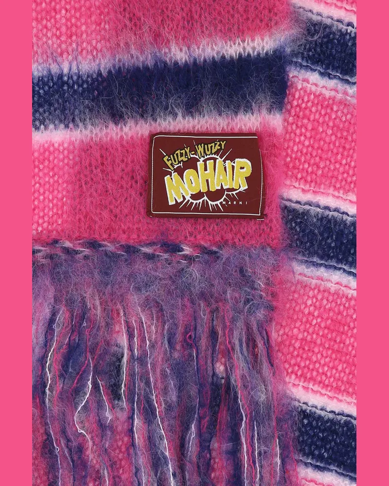 Marni Men's Embroidered Mohair Blend Scarf Rgc56 Exterior: Nylon Wool Sciarpe E Foulard Pink