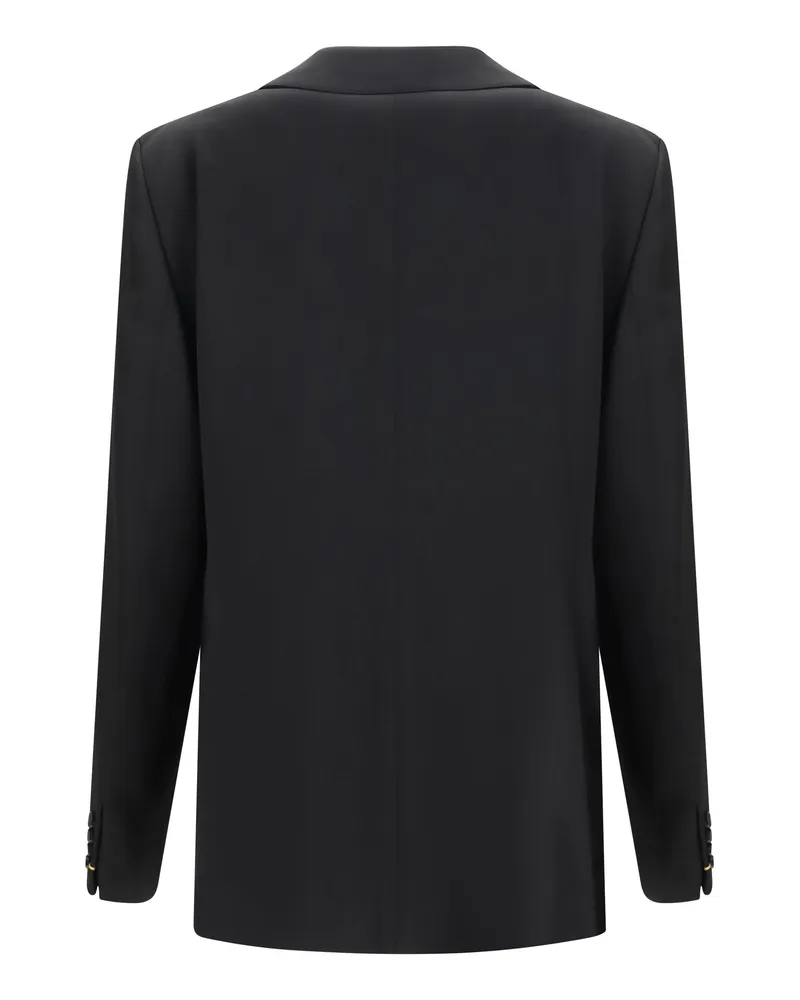 Fendi Double-Breasted Virgin Wool Blazer — Black Black