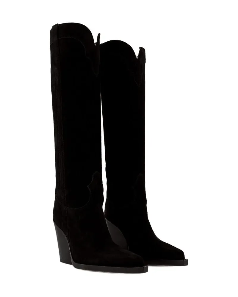 Paris Texas Women's El Dorado Boot Leather Black Calfskin Shoes Black