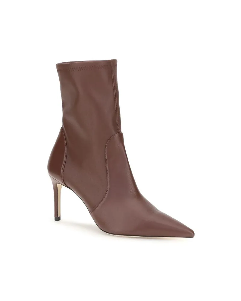Stuart Weitzman Women's Brown Calf Leather Bos Taurus Ankle Boots Brown