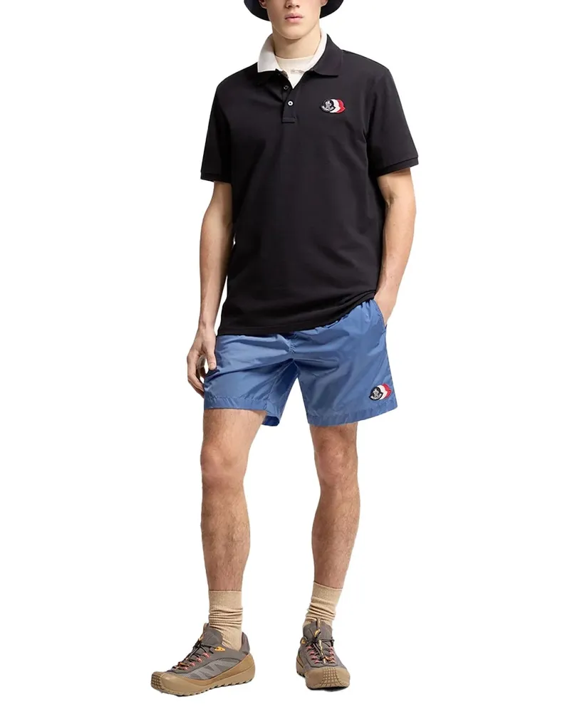 Moncler Tricolour Logo Patch Cotton Piquet Polo Shirt 