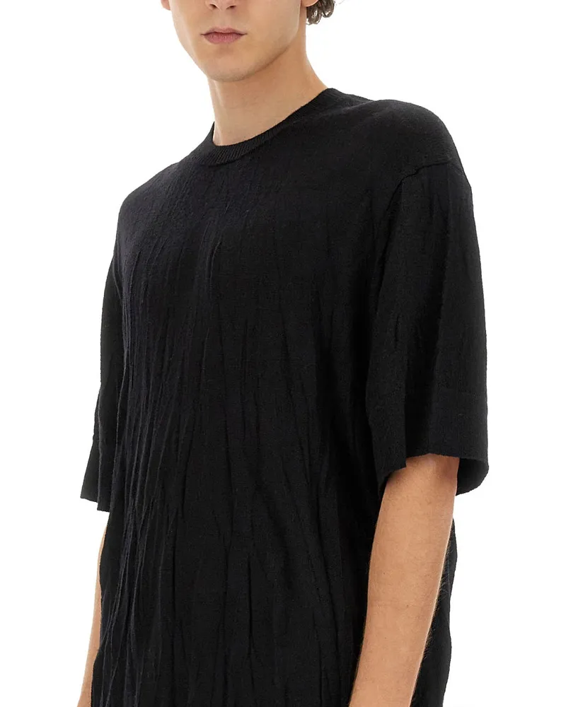 Helmut Lang Crushed Shirt Sweater — Black Black