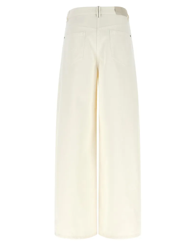 Brunello Cucinelli The Wide Barrel Jeans — Cream Cream