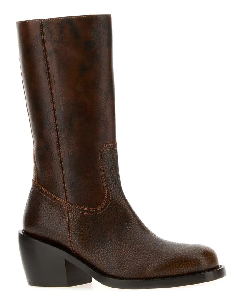Dries van Noten Women's Brown Leather Boots Darkbrown Stivali Brown
