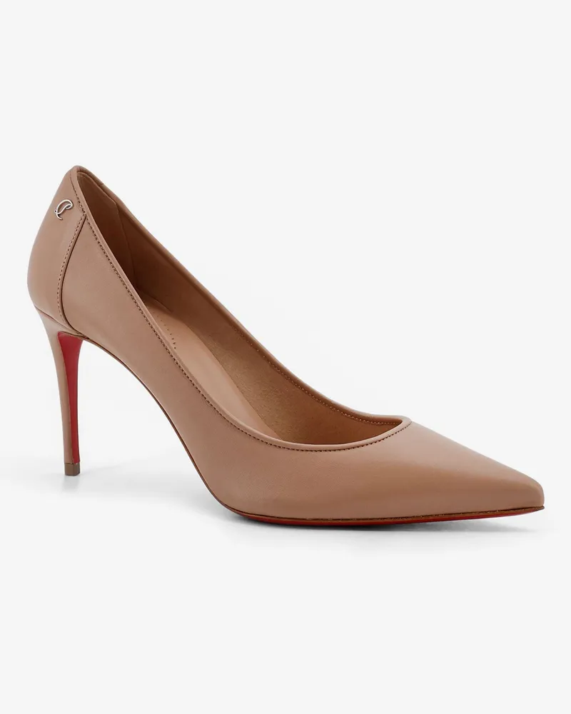 Christian Louboutin Women's Leather Pumps Sporty Kate 85 Beige High Heel Shoes Beige