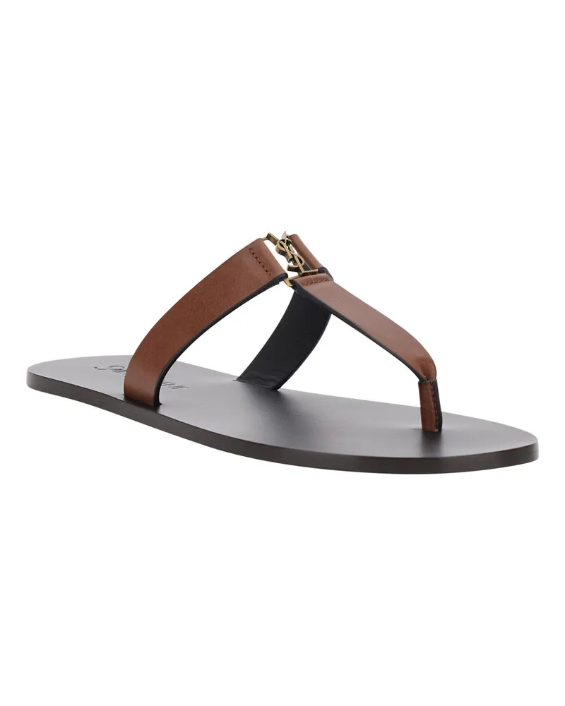 Saint Laurent Women's Sandals Babylone Brown Leather Calf Brown