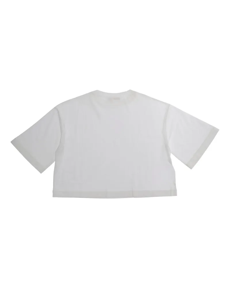 Marni Embroidered Logo Crop T-shirt — White White