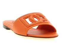 Women's Orange Calfskin Slides Shoe