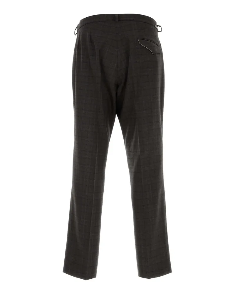 Prada Men's Embroidered Glencheck Virgin Wool Trousers Gray Gray