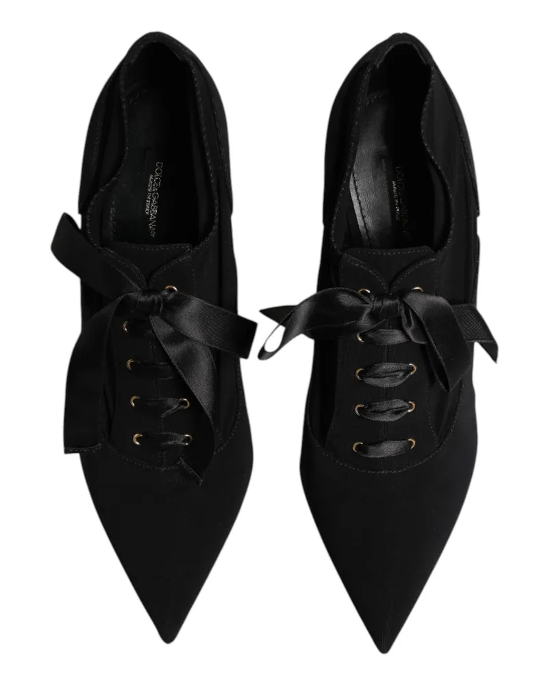 Dolce & Gabbana Women's Black Lace Up Stiletto Heels Pumps Shoes Viscose Elastane Black