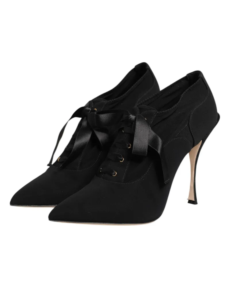 Dolce & Gabbana Women's Lace-Up Stiletto Black Viscose Elastane Black