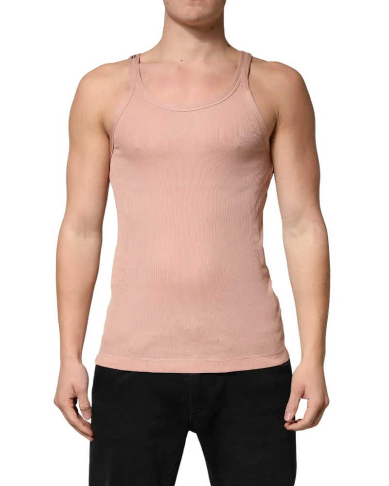 Dolce & Gabbana Cotton Ribbed Tank Top — Pink Pink