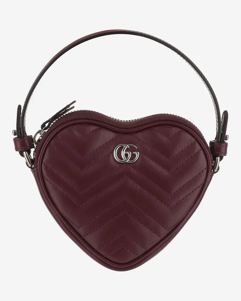 Gucci Women's Mini Gg Marmont Bag Bordeau Calf Skin Shoulder Burgundy