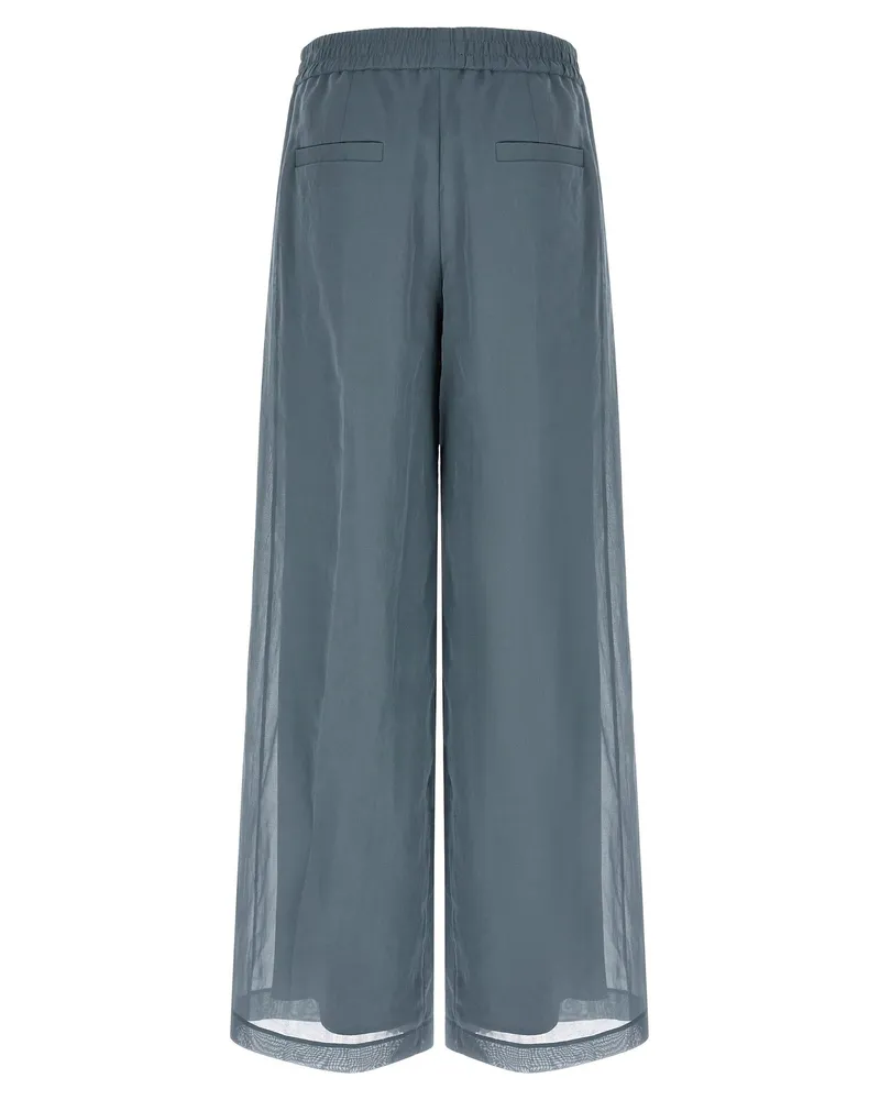 Brunello Cucinelli Cotton Organza Trousers — Slate Gray Slate